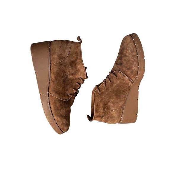 Steven By Madden Natural Comfort BART Brown Suede Wedge Ankle Boots Women’s 8 M - Picture 4 of 9